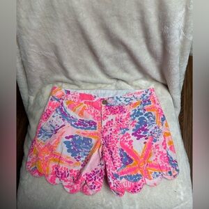 Lilly Pulitzer Buttercup 5” Scallop Shorts Size 2 Bohemian Beach
